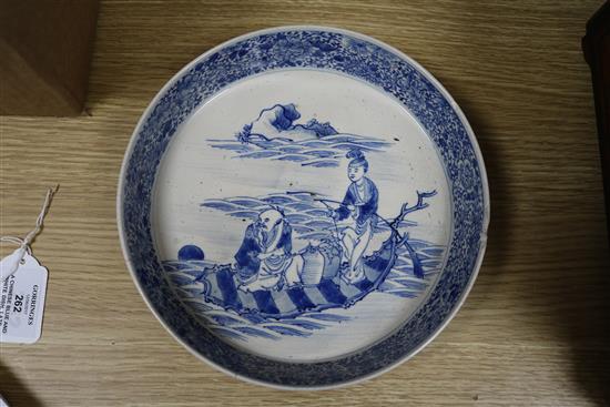 A Chinese blue and white dish, late 19th century